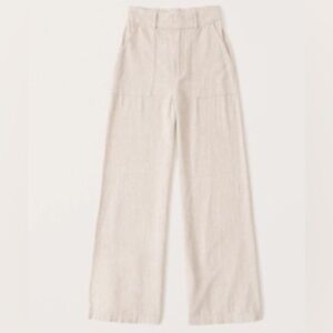 Abercrombie Wide-Leg High-Rise Pants in Light Beige
